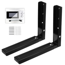 ANTEISI Microwave Shelf Wall Mount Hinge,Extensible Microwave Wall Mount Heavy Duty Mantel Shelf,Save Space Wall Mounted Microwave Base Hinges Suitable for Large Speakers Or Use It with Shelves