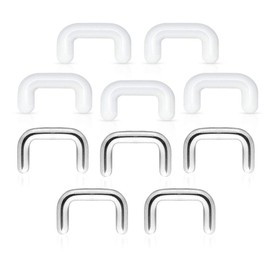 Pierced Owl Set of 10 Septum Ring Retainers in 316L Stainless Steel and Clear Acrylic (14GA (1.6mm)), Acrylic,Stainless Steel