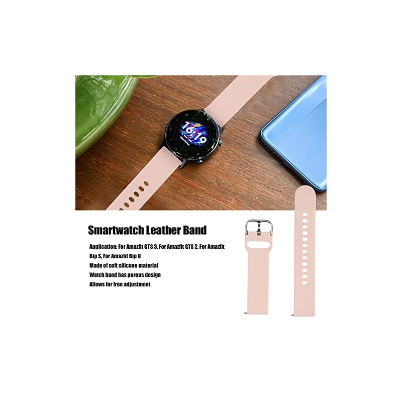 Correa de Reloj Inteligente Cuifati, Silicona Rosa, 20 mm, para