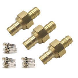 wowoda 3 Sets 5/8" Brass Garden Hose Mender End Repair Connector, Female and Male Hose Connector with Stainless Clamps