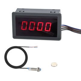 4-Digit Red Led Tachometer, 220V Ac Tachometer Display Tachometer Motor Speed Meter With Hall Sensor Magnet Sensor