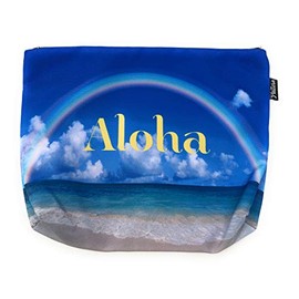Happy Aloha Hawaiian Scene Cosmetic Accessory Water Resistant Pouch (Aloha Rainbow)