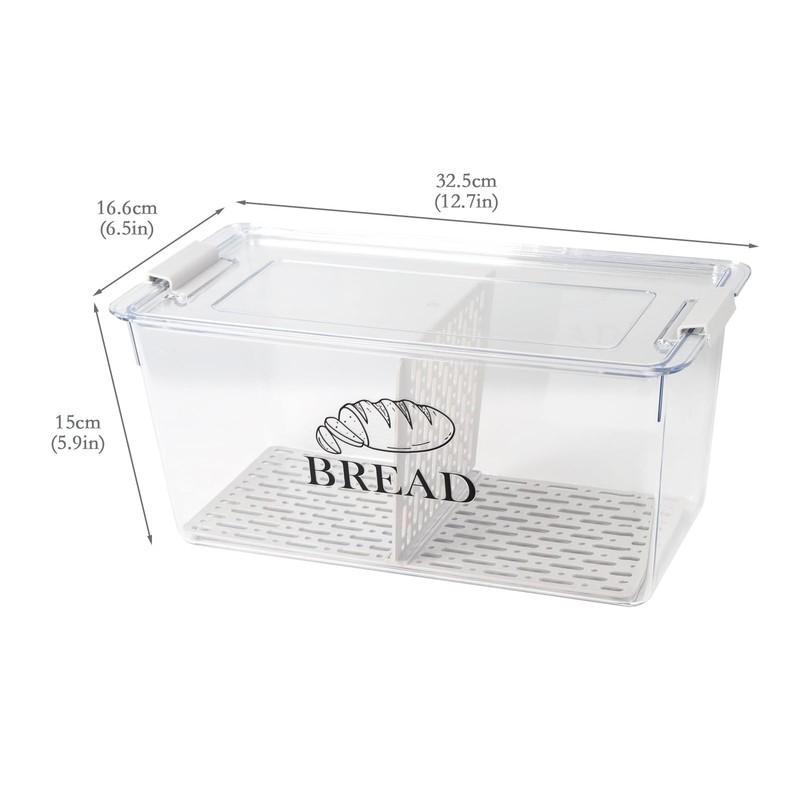 Gzsekken Plastic Bread Container,Bread Bins for Kitchen Airtight Bread Box