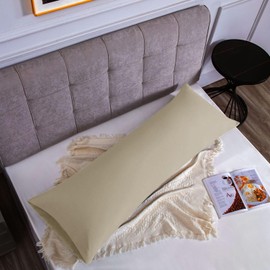 Pillow Cases for Double Bed Cotton 45 x 150 cm 1 PCS, Oeko-TEX Certified Pillowcases in Premium Cotton 110GSM, Soft and Breathable, Hypoallergenic - Beige