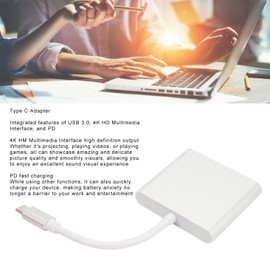 USB C to HDMI Multiport Adapter, 3 in 1 USB C Hub with USB 3.0 Data Port, 4K HDMI Port and PD Fast Charge for Laptop, Phone, Tablet