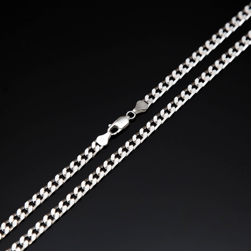 Tuscany Silver Men's Sterling Silver 5mm Flat Square-Link Curb Chain