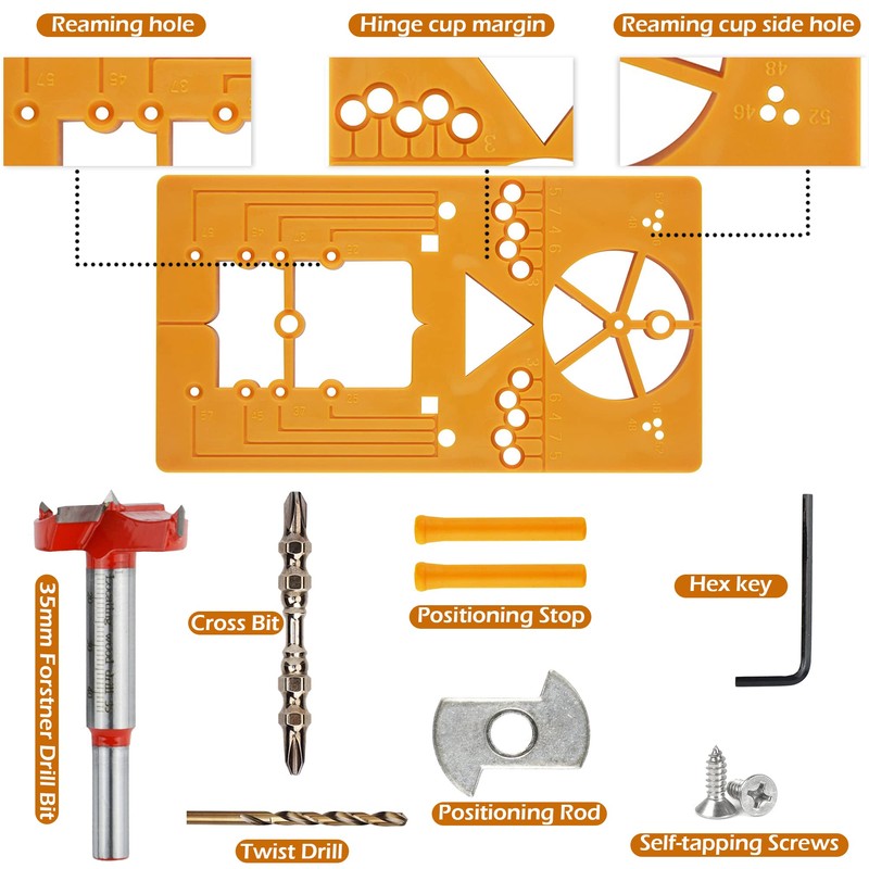 Forstner Drill Bit with Hinge Jig Woodworking Hinge Hole Cutter