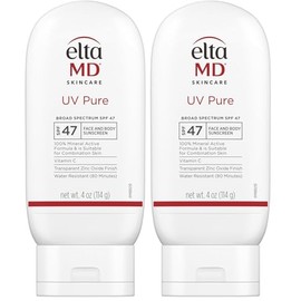 EltaMD Protector solar facial y corporal puro UV, protector solar mineral SPF 47 para niños y adultos, resistente al agua hasta 80 minutos, fórmula de óxido de zinc sin aceite
