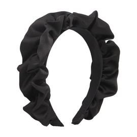 scicent Headband Wide Headband Women's Vintage Hair Band Satin Headband EElastic Pleated Hair Bands Fashion Hair Accessories for Women Girls (Black) - 5701