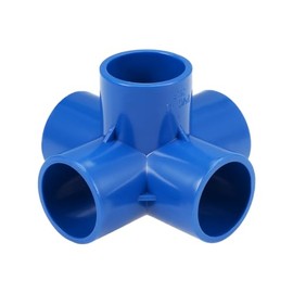 sourcing map 5-Way Elbow PVC Pipe Fitting Furniture Grade 32mm Size Tee Corner Fittings Blue 5Pcs