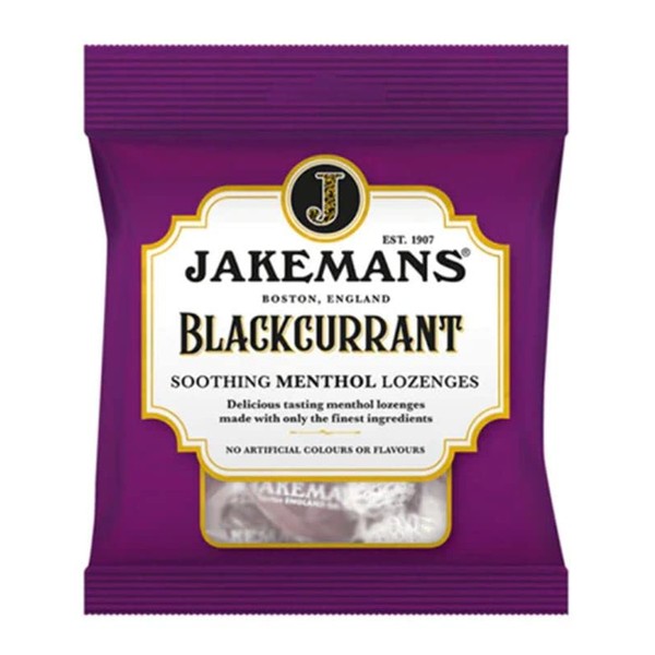 Jakemans Blackcurrant Flavour 73g Bags - Pack of 2 - Soothing Menthol Sweets - Suitable for Vegetarians