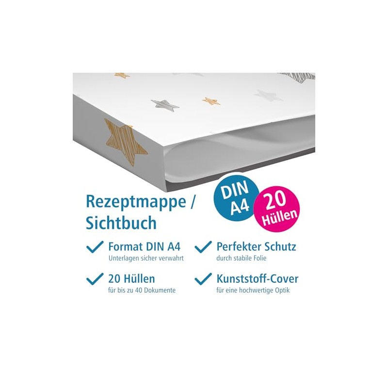 itenga Sichtbuchmappe für Rezepte - Rezeptmappe Rezeptordner mit Motiv A4