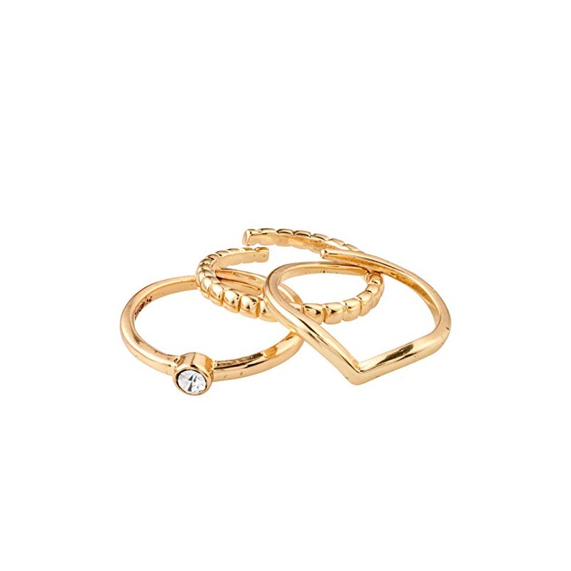 PILGRIM Gold Plated Stacking Rings - 3-in-1 Gift Set, Silver-Plated