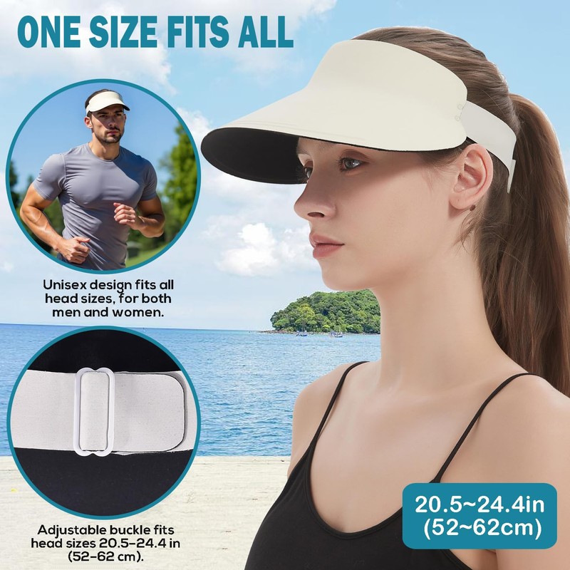 EINSKEY Women's Wide Brim Sun Visor, UPF50+ Seamless Ponytail Hat