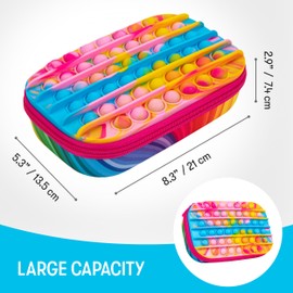 ZIPIT POP Pencil Case for Girls, Silicone Sensory Fidget Pencil Case for School, Large Capacity Stationery Organizer Box, Rainbow