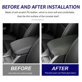 DEYTOP Center Console Cover for Honda Civic 2012 2013 2014 2015 Car Armrest Cover for Honda Civic 2015 Accessories Anti-Scratch Leather Armrest Pad Protector (Gray)