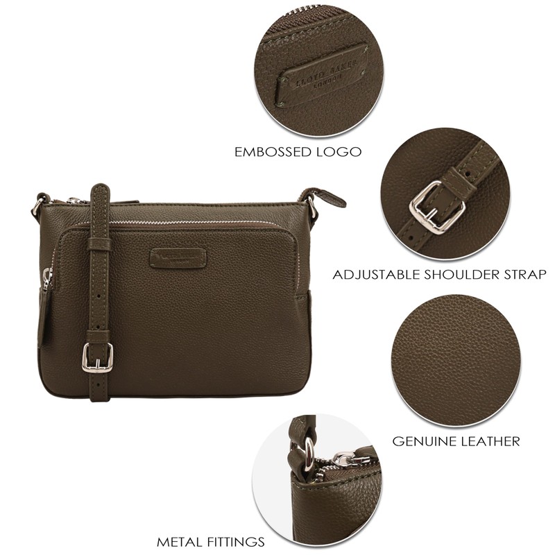 Lloyd Baker London – DEVAL Double-Zip Leather Crossbody Bag: Women's