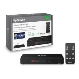 Steren Selector Hdmi 4k De 4 Entradas Y 2 Salidas, Con Contr
