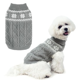 SCIROKKO Warm Winter Dog Sweater - Cold Weather Pet Clothes for Small Medium Large Dogs Indoor Outdoor, Soft Classic Knit Puppy Apparel, Grey, S