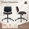 Armless Office Chair, Small Comfy Leather Desk Chair with Wheels