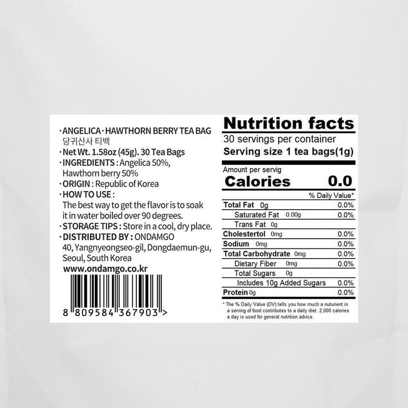 ONDAMGO White Angelica-Hwathorn Berry Tea 30T Warm Tea 1.58oz /