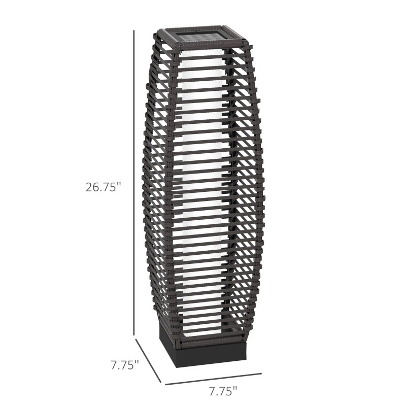 Solar-Powered Rattan Floor Lamp Warm White LED Outdoor Garden Auto