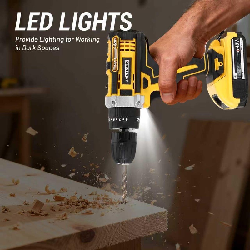 21V Cordless Drill Driver Kit, 25+1 Clutch, 2 Batteries &