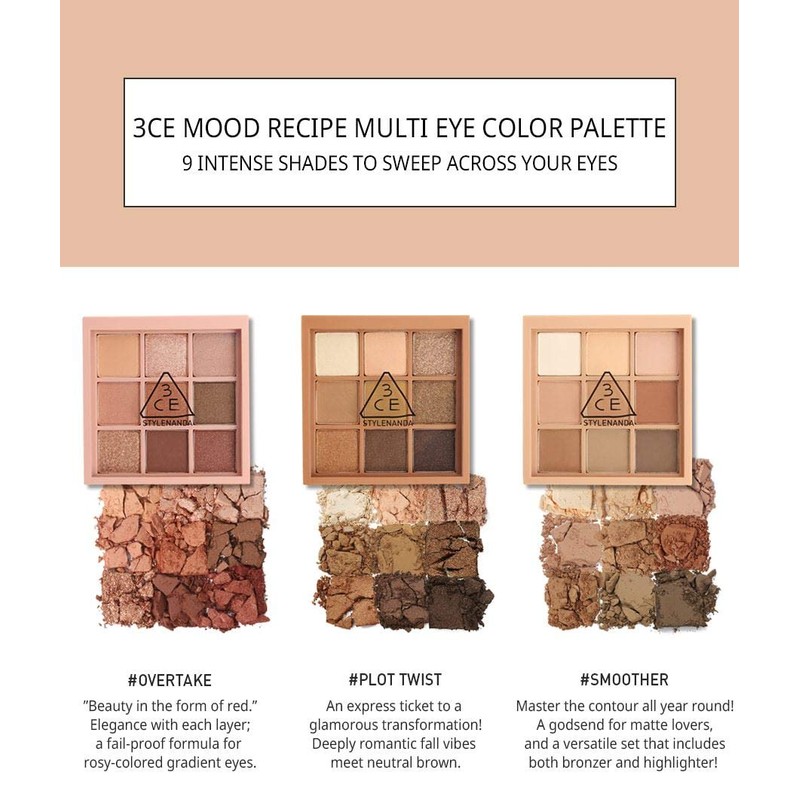 [3CE] 3CE MOOD RECIPE MULTI EYE COLOR PALETTE #SMOOTHER 8.0g