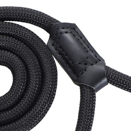 Mile High Life | Premium Leather Dog Leash | Strong Rope Leash | Leather Handle | Zinc Alloy Strong Clasp | Small Medium Large Dogs | 4/5/6 Feet(Black 48 Inch (Pack of 1))