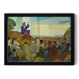 Sermon On The Mount - Jorge Cocco | Jesus Painting | Picture of Jesus | Sermon On The Mount Art | Jesus With Lamb Picture | Jesus Art| Jorge Cocco Art | Sunday School Supplies | Missionary Gifts (UNFRAMED) (5x7 Print ( 5 Pack))