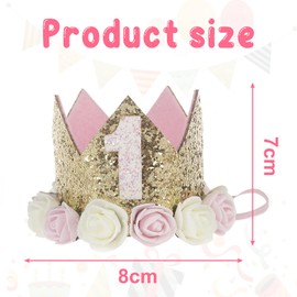 Fizzix 1st Birthday Crown Headband for Girls - Charming Pink Crown Accessory-Ideal for First Birthday Party