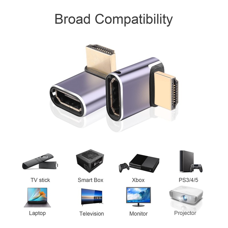 PNGKNYOCN 8K HDMI 90 Degree Adapter，2 Pack Right Angle 48Gbps