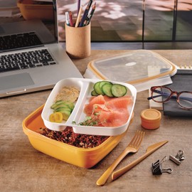 Snips, Fresh Lunch Box Square, Mustard, Lid with 4 Safety Locks, Fresh Seal, Lunch Box 1.50 LT, 21 x 21 x 8 cm, Made in Italy