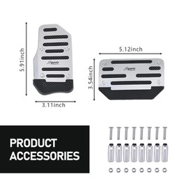 gunroil 2 Pack Automatic Car Transmission Pedal Covers Kit, Sports Design, Scratch-Resistant Anti-Slip Vehicle Foot Pedals Accessories, Universal Automotive Transmission Brake Pad Decoration (Silver)