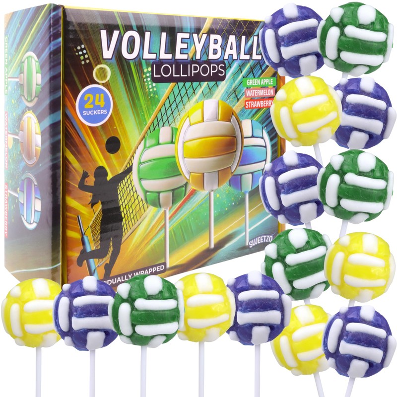 Volleyball Lollipops, Individually Wrapped Candy for End of Year Team