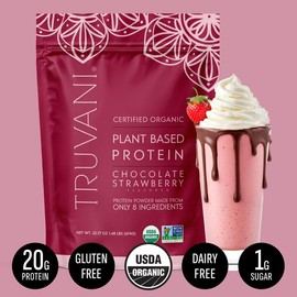 Truvani Plant Based Protein Powder (Available in 12 Flavors) 20g of Organic Protein Nutrition Supplement:_Chocolate Strawberry_20 Serving