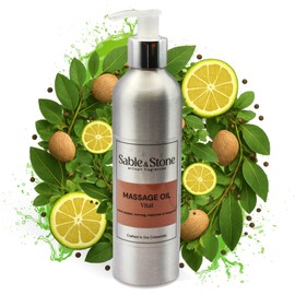 Sable & Stone | Vital | Massage Oil, Natural Grapeseed Oil Blend with Black Pepper and Bergamot for Professional Use (250ml)