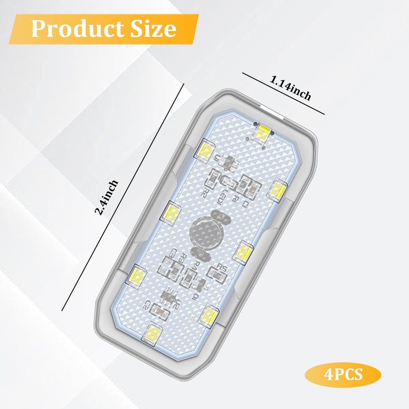 4PCS Wireless Car LED Lights, Magnetic Vehicle Ambient Light with