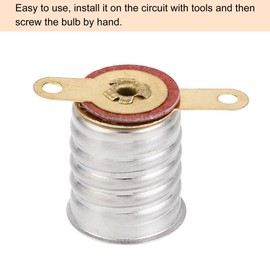sourcing map Pack of 10 E10 Lamp Holder 19 x 13 mm DC 30 V 2 Pin Lamp Holder Screw Base with Mounting Plate Nickel-Plated Copper Silver Tone