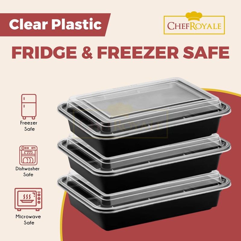 CHEF ROYALE 1 Compartment Meal Prep Containers BPA Free Reusable