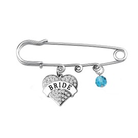 LQRI Bride Pin Brooch Jewelry Bride To Be Heart Charm wedding ceremony Gift Bridal Shower Gift (BRIDE)