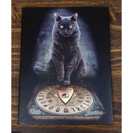 His Masters Voice Black Cat With Ouija Board Wicca Wood Framed Canvas Wall Decor