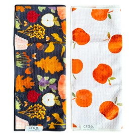 2 Double Sided Microfiber Hand Towels, 17x27 Inches Waffle Design Kitchen Towels Set, Durable & Soft Fast Drying Hand Wash Cloth and Dishcloth for Everyday Use at Home (Jonny & Gather- Blue/Multi)