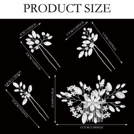 4Pcs Crystal Wedding Hair Comb Rhinestone Bridal Hairpins for Bride Bridesmaids Flower Girls Wedding Party Hair Accessories