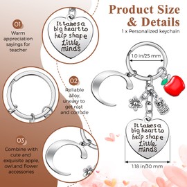 Hinly Teacher Appreciation Gifts Set Teacher Keychain with Initial, Thank You Teacher Kit Makeup Pouch Bag for Teachers (C Style)