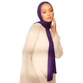 Hijab Scarf for Women Soft Muslim Hijabs Head Wrap Scarves Fashion Long Hair Shawls Stretchy Muslin Headscarf Purple