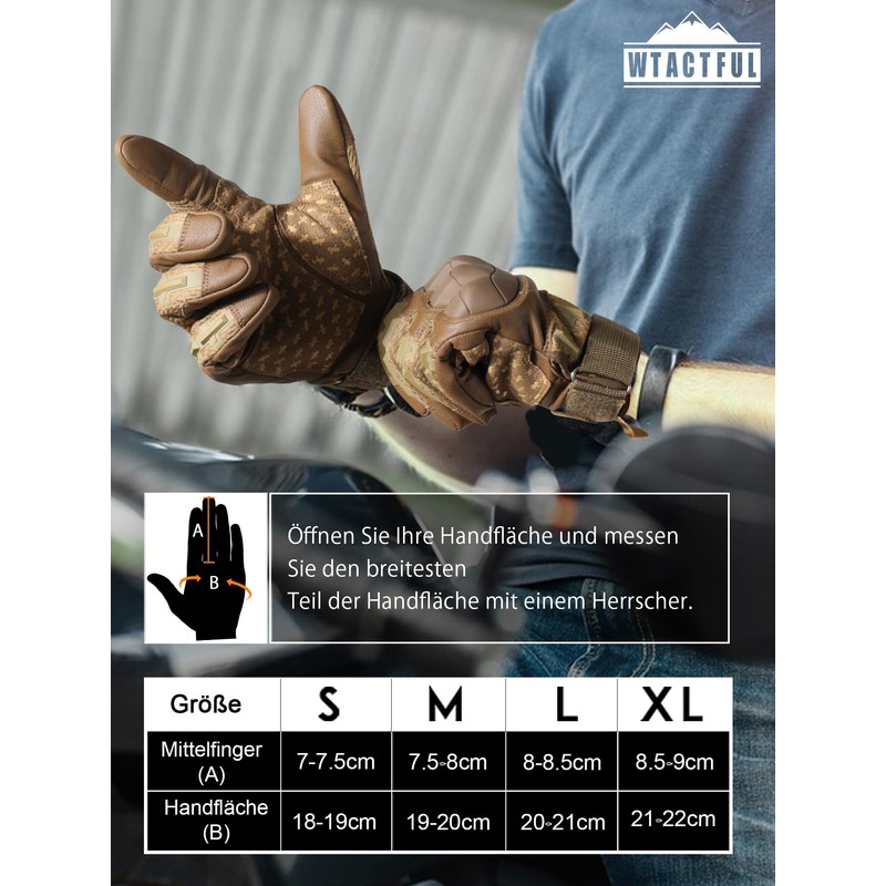 WTACTFUL Men's Motorcycle Gloves, Breathable Motorcycle Gloves, Men's Touchscreen with