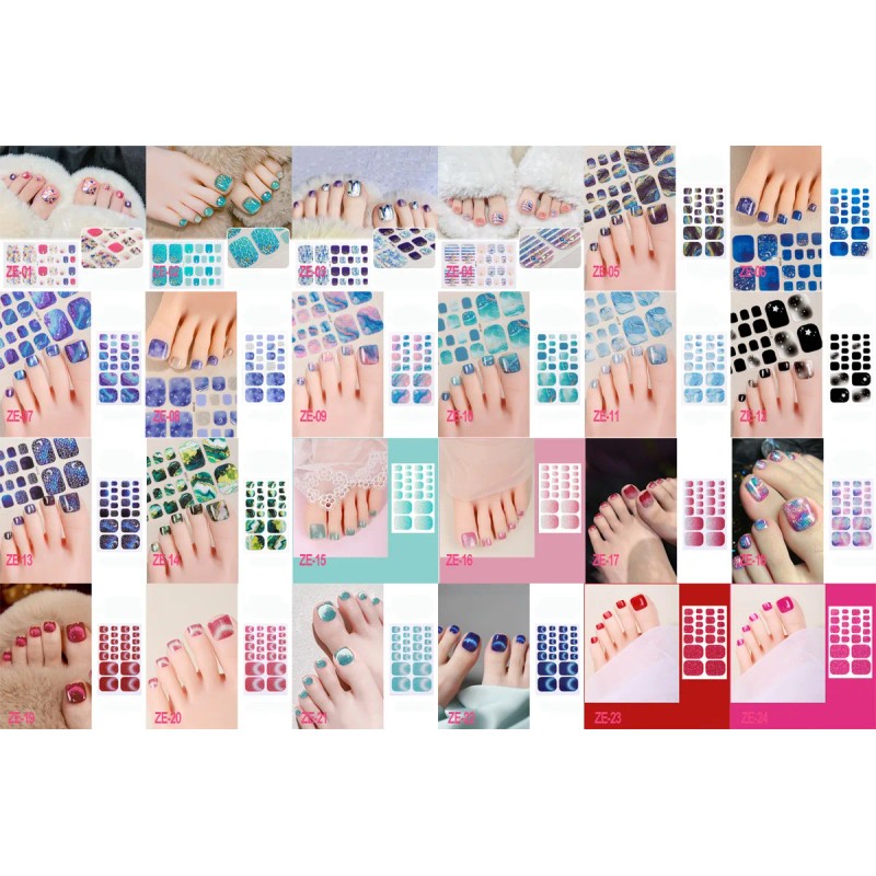 Gel Nails Stickers Pegatinas Para Pie Uñas Múltiples Estilos