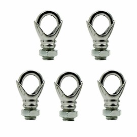 LEDSone 5 Pieces Mini Ceiling Hooks Antique Carving Safety Buckle Q Hanger M10 Screw and Nut Hook Ring 10mm Cord Handle Ceiling Mount for Garden Office Kitchen