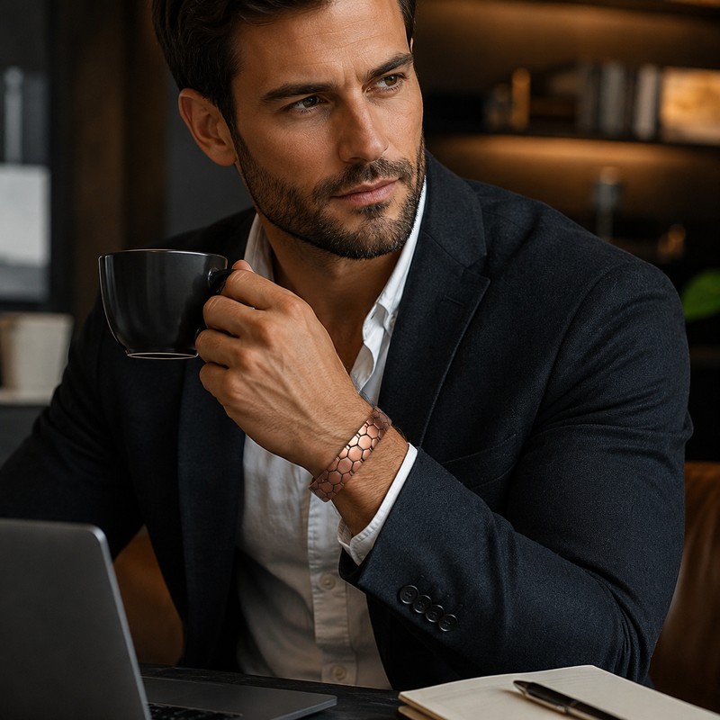 Men’s Copper Magnetic Bracelet for Style – Adjustable Link Jewelry